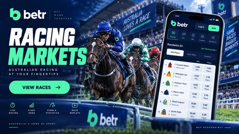 Fixed odds and tote pricing side by side on a betr race card